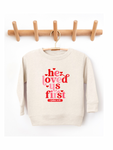 HE LOVED US FIRST - KIDS CREWNECK SWEATER