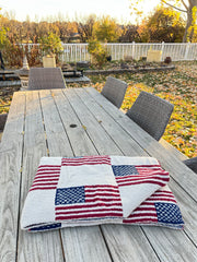 AMERICAN FLAG COZY BLANKET - WHITE BACKGROUND