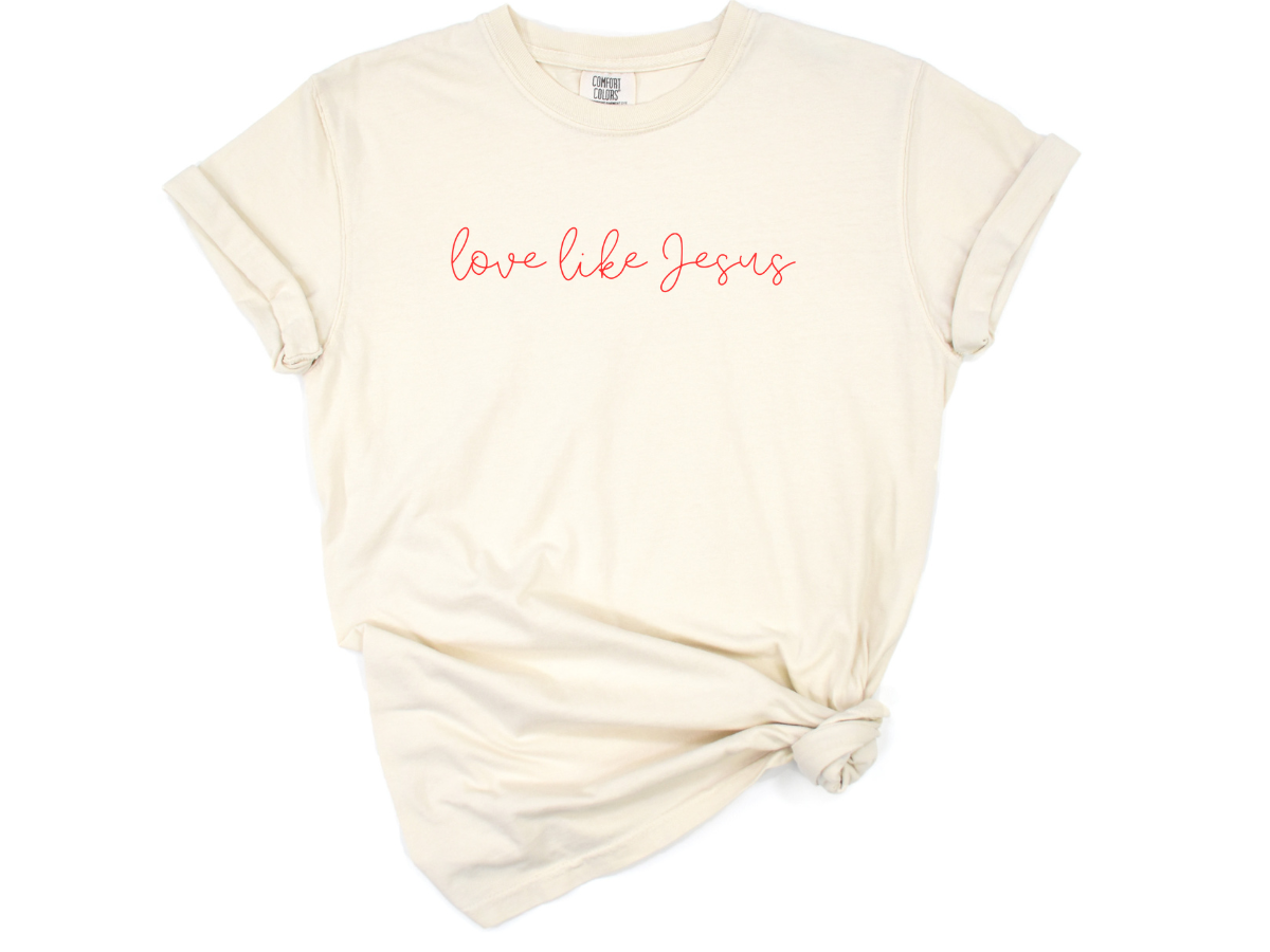 LOVE LIKE JESUS (RED PRINT). - ADULT TEE