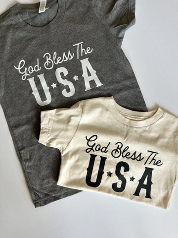 *new white print* GOD BLESS THE USA - KIDS TEE