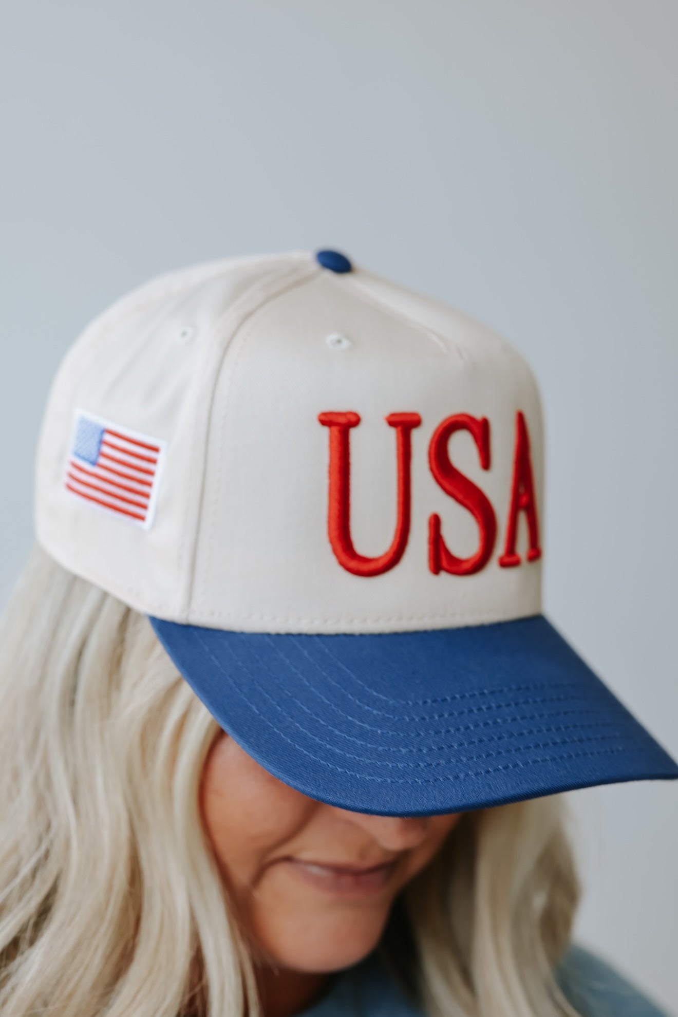 USA PUFF WITH SIDE FLAG - EMBROIDERED HAT