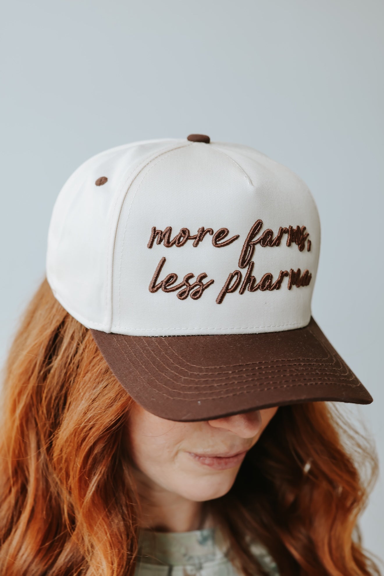 MORE FARMS LESS PHARMA PUFF EMBROIDERED HAT