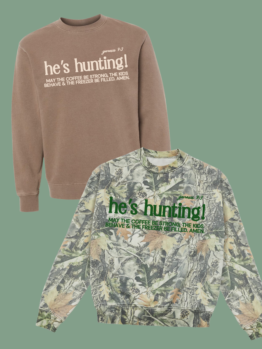 HE'S HUNTING! GENESIS 9:3 - Adult Washed Crewneck
