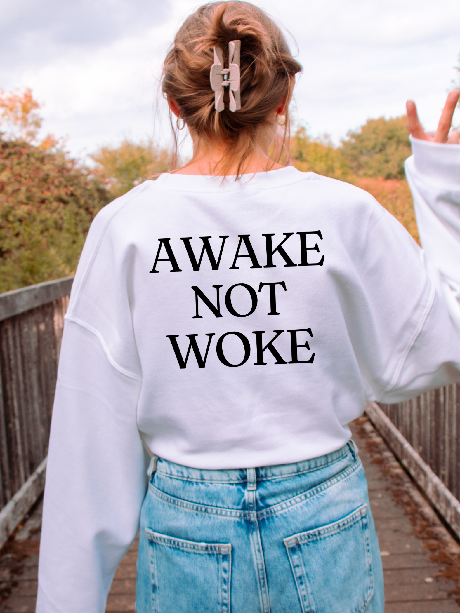 AWAKE, BUT NOT WOKE / FRONT AND BACK - ADULT CREWNECK