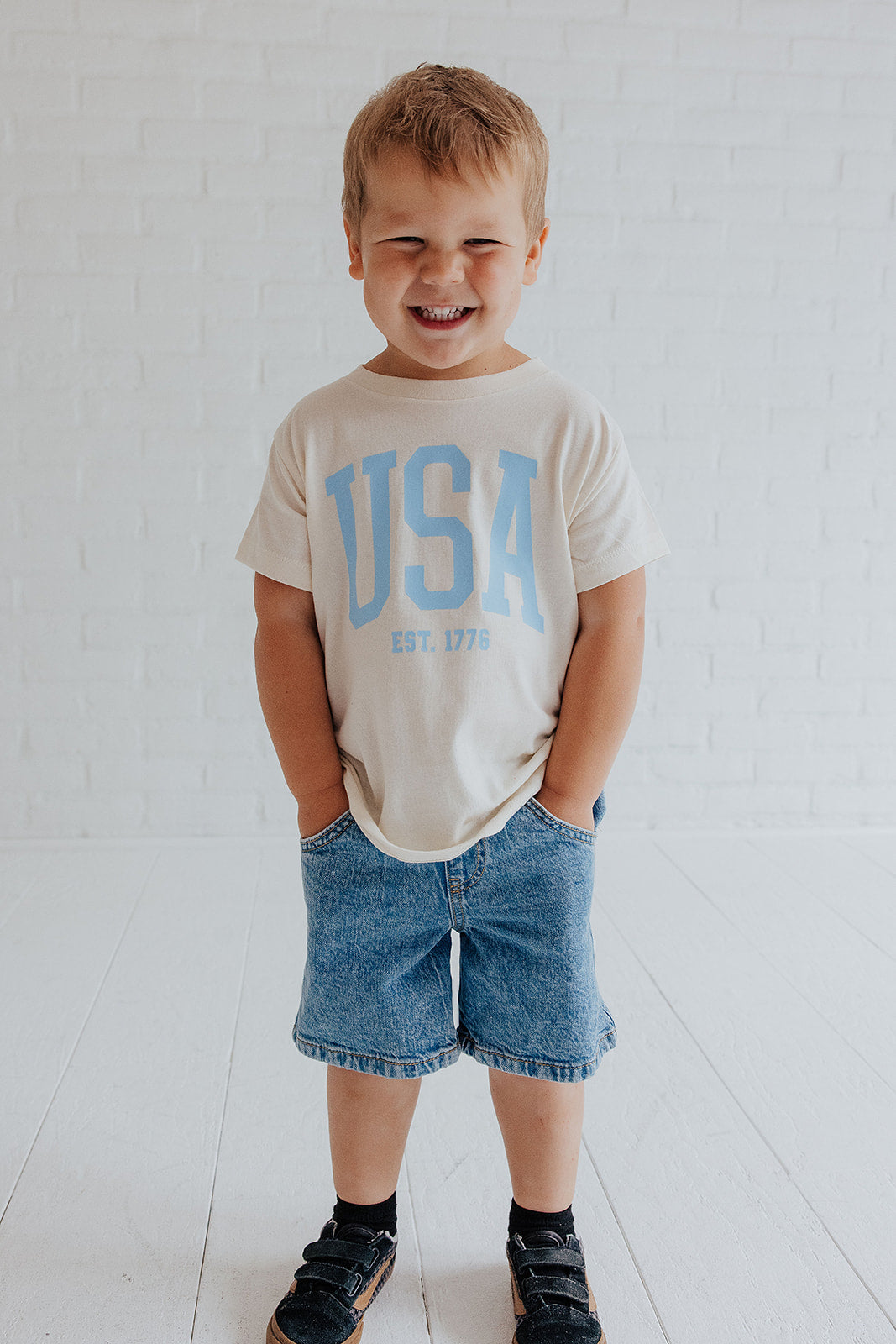 USA EST 1776 - KIDS TEE *LIGHT BLUE PRINT*