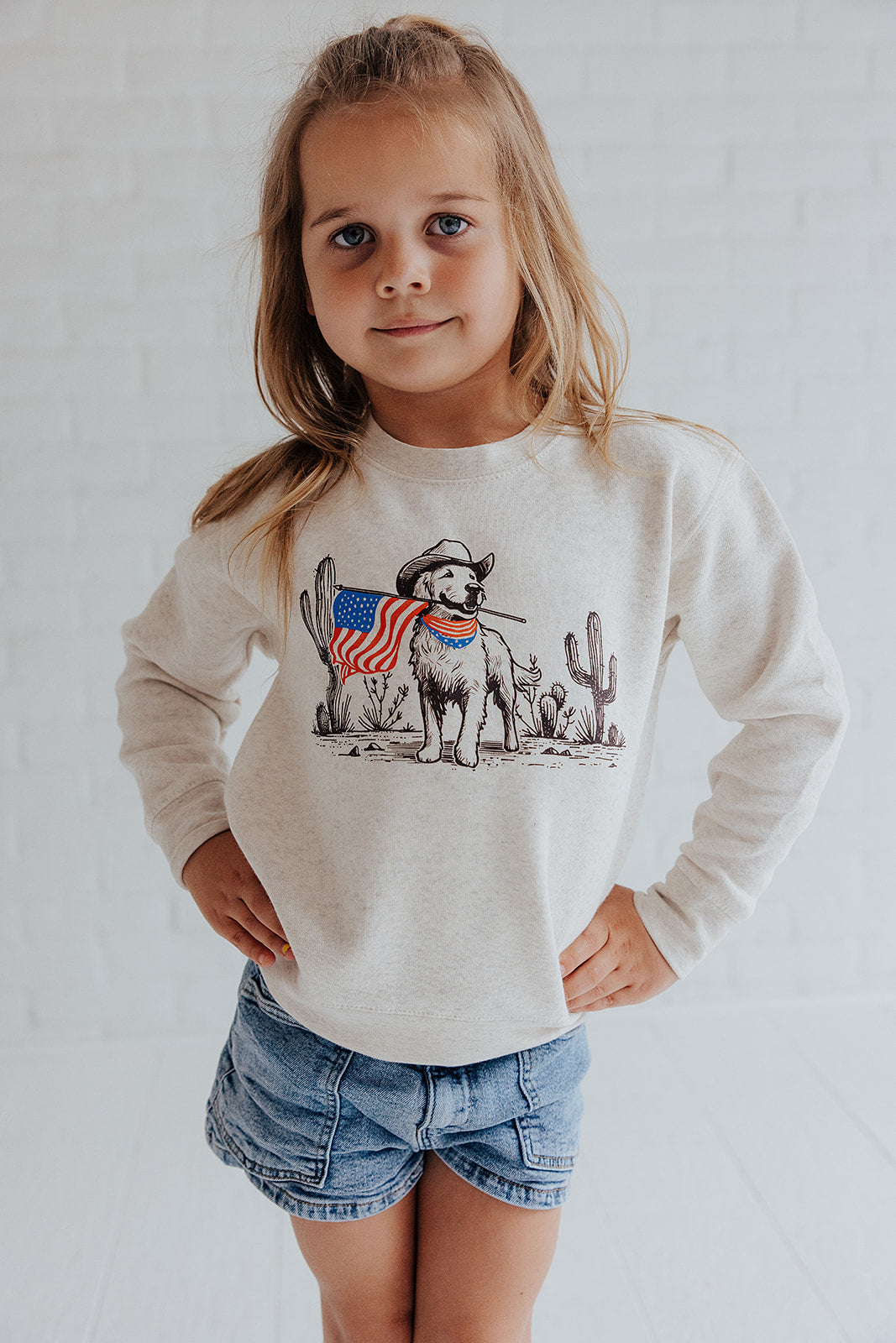 PATRIOTIC DESERT DOG - KIDS CREWNECK