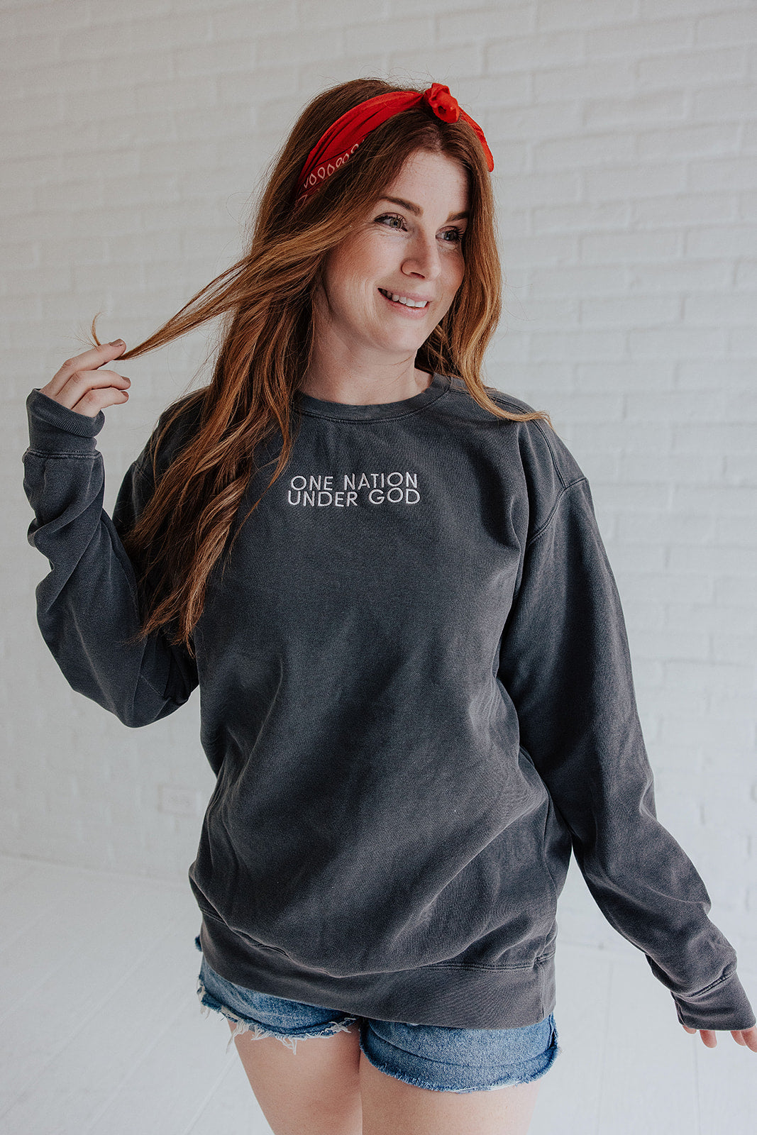 ONE NATION UNDER GOD - ADULT WASHED SWEATER