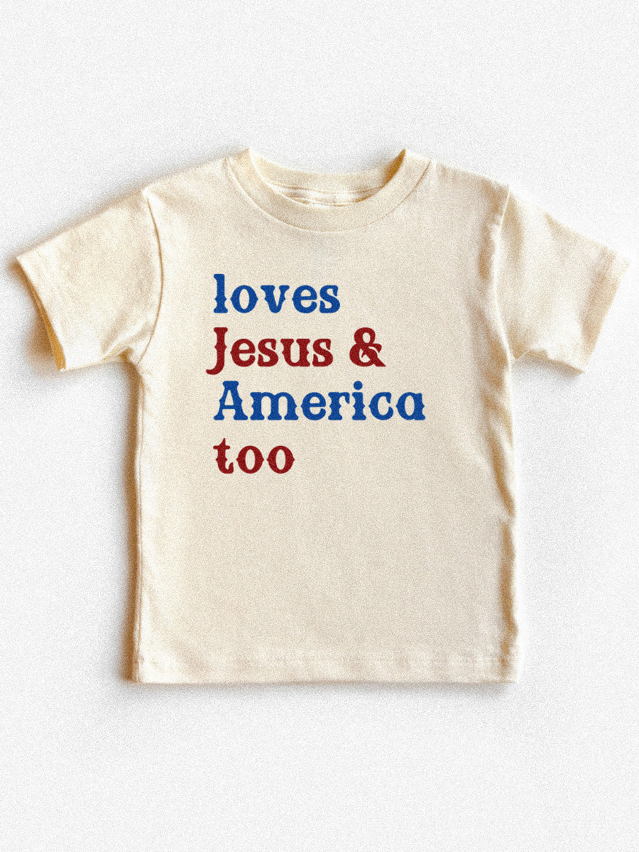 LOVES JESUS & AMERICA TOO - KIDS TEE