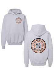 ADULT HOODIE - CALVARY MERIDIAN PREP ACADEMY CIRCLE LOGO FRONT + BACK, ORANGE/BLACK PRINT