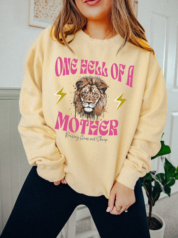 ONE HELL OF A MOTHER - GARMENT DYED LIGHTWEIGHT CREWNECK