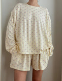 American Flag Pajama Set (Beige/Pale Yellow)