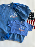 GOD BLESS AMERICA BLUE CORDED CREW - LIMITED EDITION