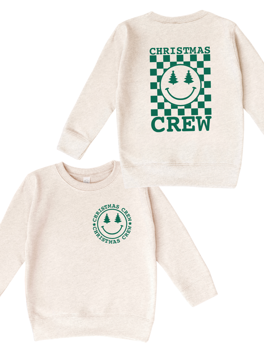 CHRISTMAS CREW *GREEN PRINT* - KIDS CREWNECK SWEATER