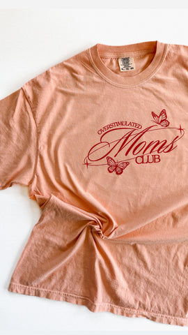 OVER STIMULATED MOMS CLUB (BUTTERFLY PRINT) ADULT TEE