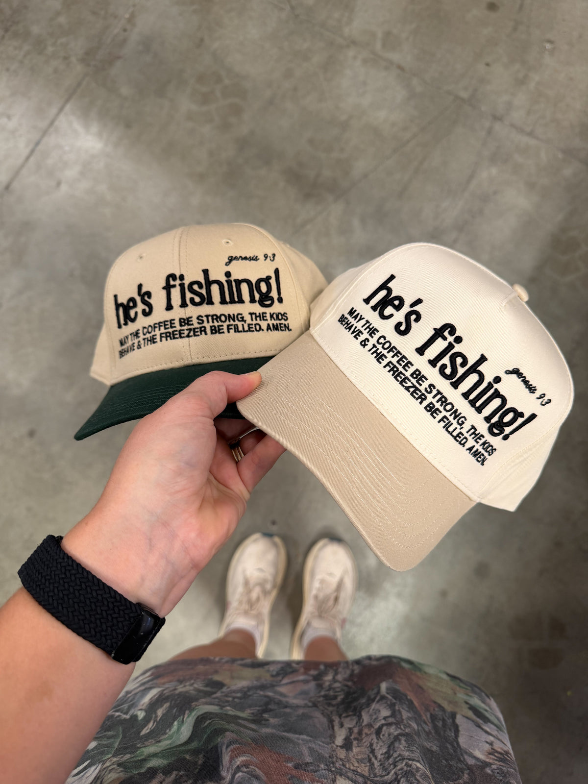 HE’S FISHING! - PUFF EMBROIDERED HAT