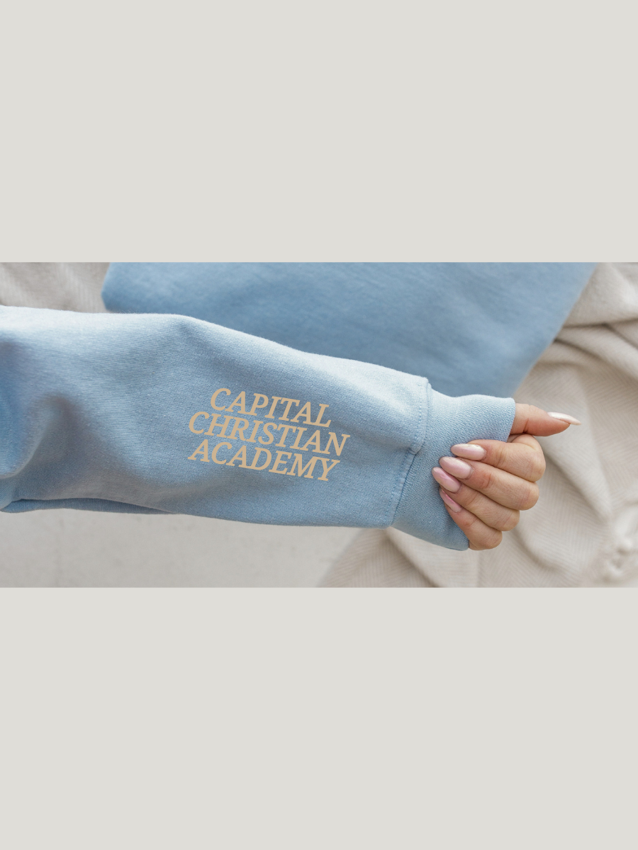 ADULT "THIS SCHOOL PRAYS" EMBROIDERED CREWNECK SWEATER