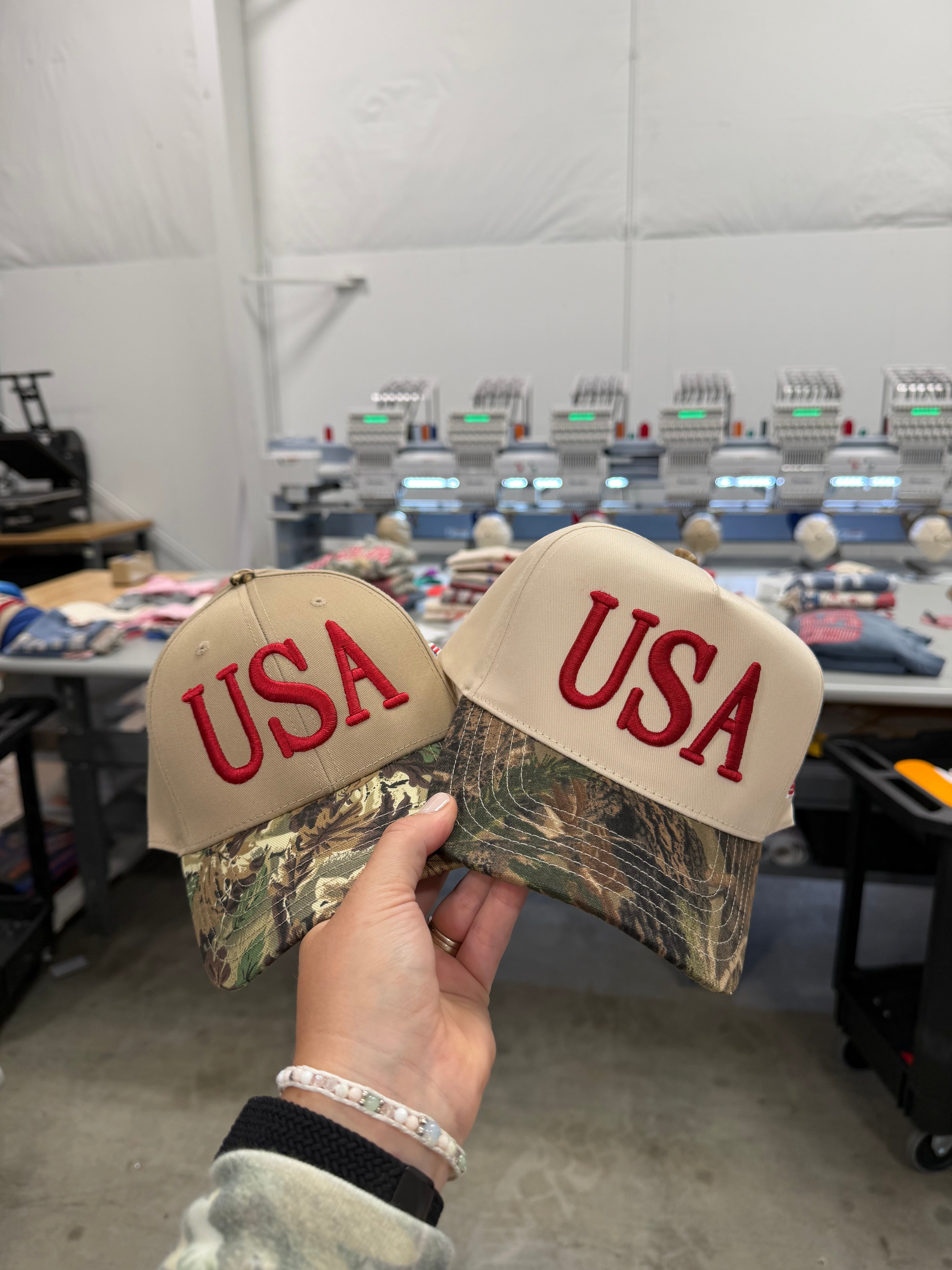 USA PUFF WITH SIDE FLAG - EMBROIDERED HAT