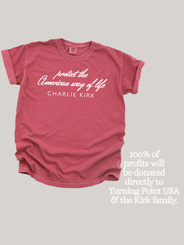 Protect the American way of life | CHARLIE KIRK - Adult short sleeve tee