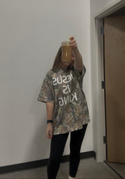 JESUS IS KING PUFF VINTAGE CAMO TEE
