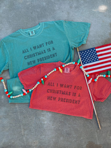 ALL I WANT FOR CHRISTMAS IS A NEW PRESIDENT - ADULT TEE