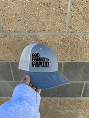 GOD FAMILY COUNTRY in that order. - Adult Embroidered Hat