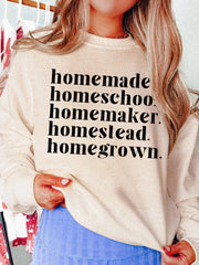 HOMEMADE HOMESCHOOL HOMEMAKER HOMESCHOOL HOMEGROWN - ADULT CREWNECK