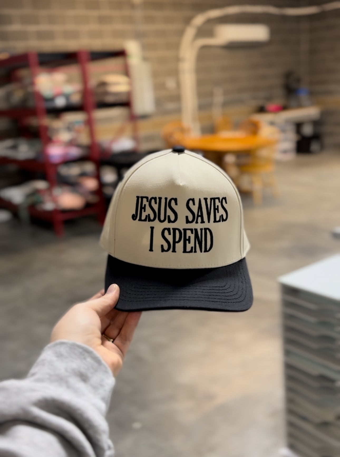JESUS SAVES I SPEND HAT
