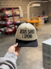 JESUS SAVES I SPEND HAT