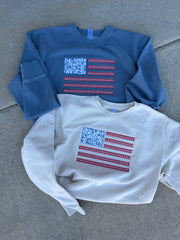 VINTAGE FLAG APPLIQUÉ- WASHED CREWNECK