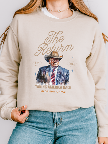 THE RETURN *new print* Trump Cowboy - ADULT REGULAR CREWNECK