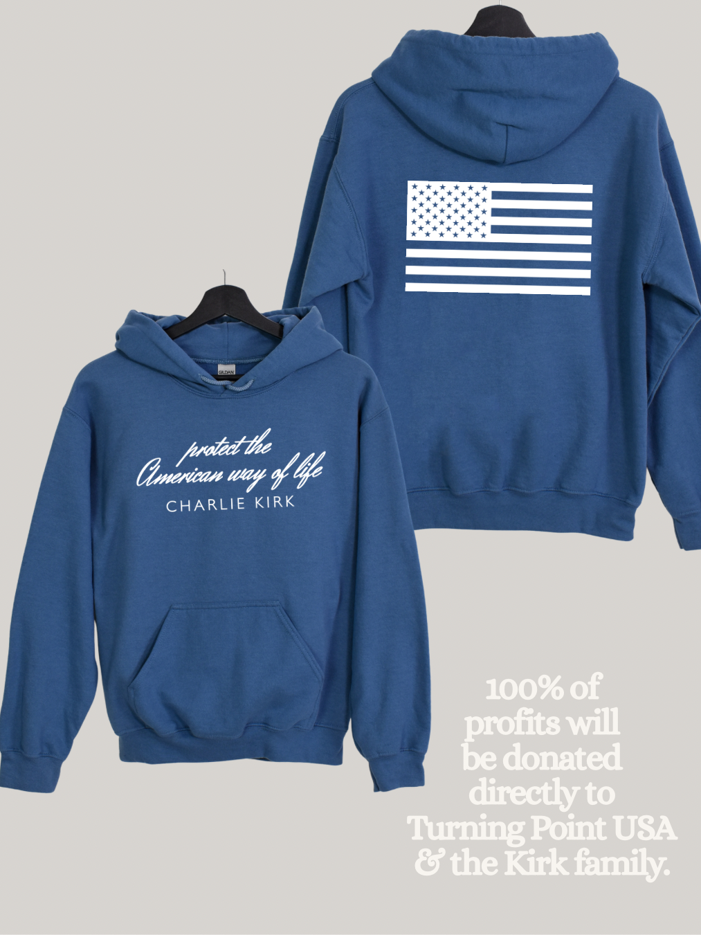 protect the American way of life | CHARLIE KIRK - ADULT *HOODED* SWEATER
