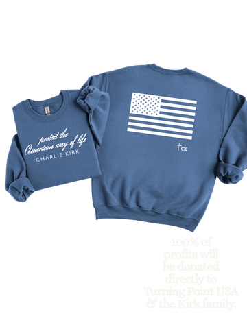 protect the American way of life | CHARLIE KIRK - ADULT CREWNECK SWEATER
