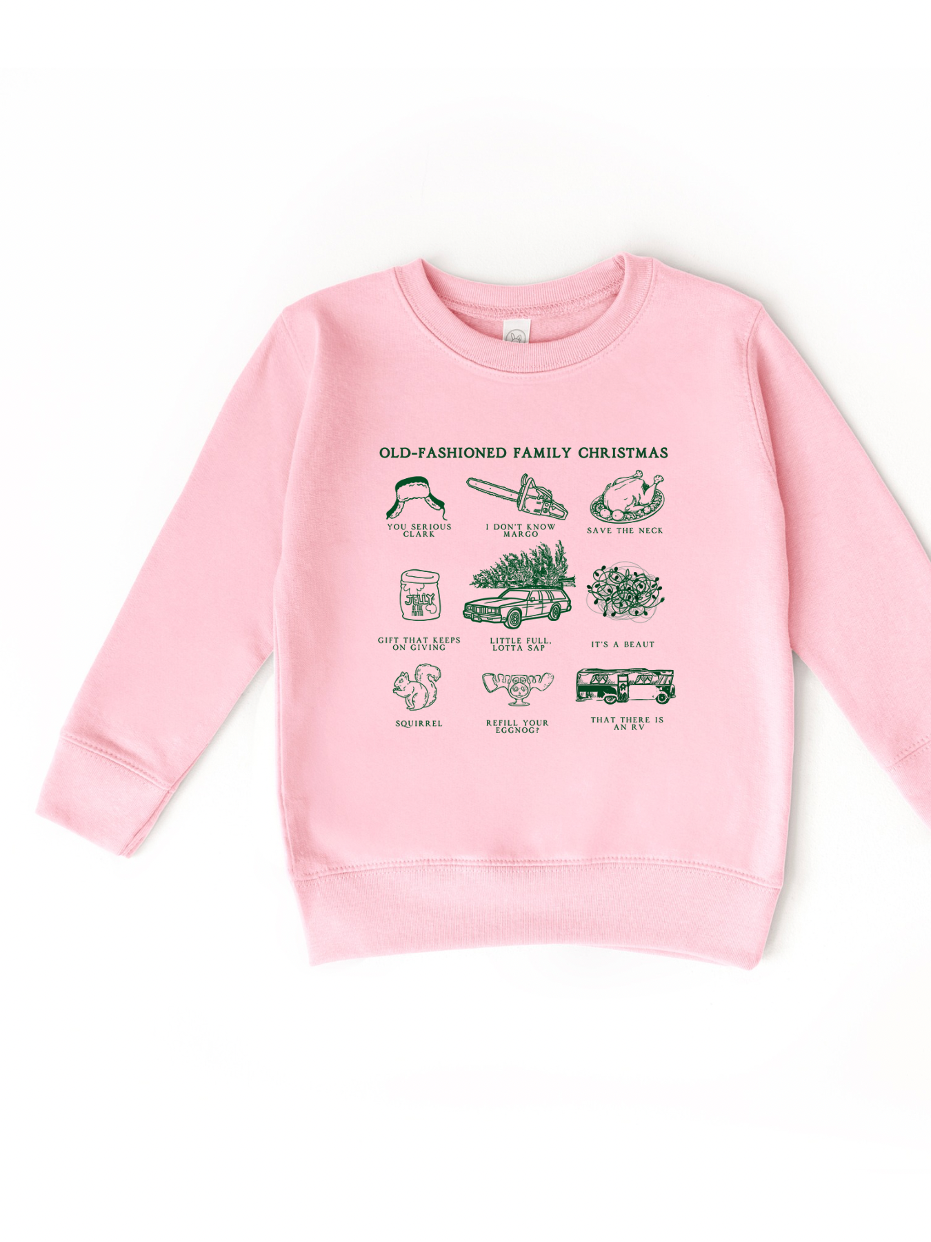 GRISWOLDS OLD FASHIONED FAMILY CHRISTMAS *green print* - KIDS CREWNECK SWEATER