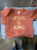 JESUS IS KING TAN PUFF - KIDS CREWNECK