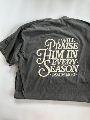 PSALM 146:2 I WILL PRAISE HIM IN EVERY SEASON - ADULT SHORT SLEEVE TEE