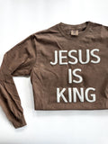 JESUS IS KING WHITE PUFF - ADULT LONG SLEEVE TEE