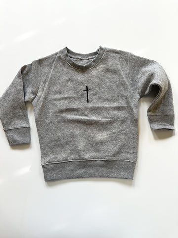 BASIC CROSS EMBROIDERED KIDS CREWNECK