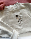 FLORAL CROSS EMBROIDERED KIDS CREWNECK