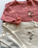 FLORAL CROSS EMBROIDERED KIDS CREWNECK