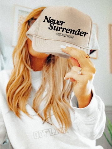 NEVER SURRENDER TRUMP 2024 FOAM TRUCKER HAT