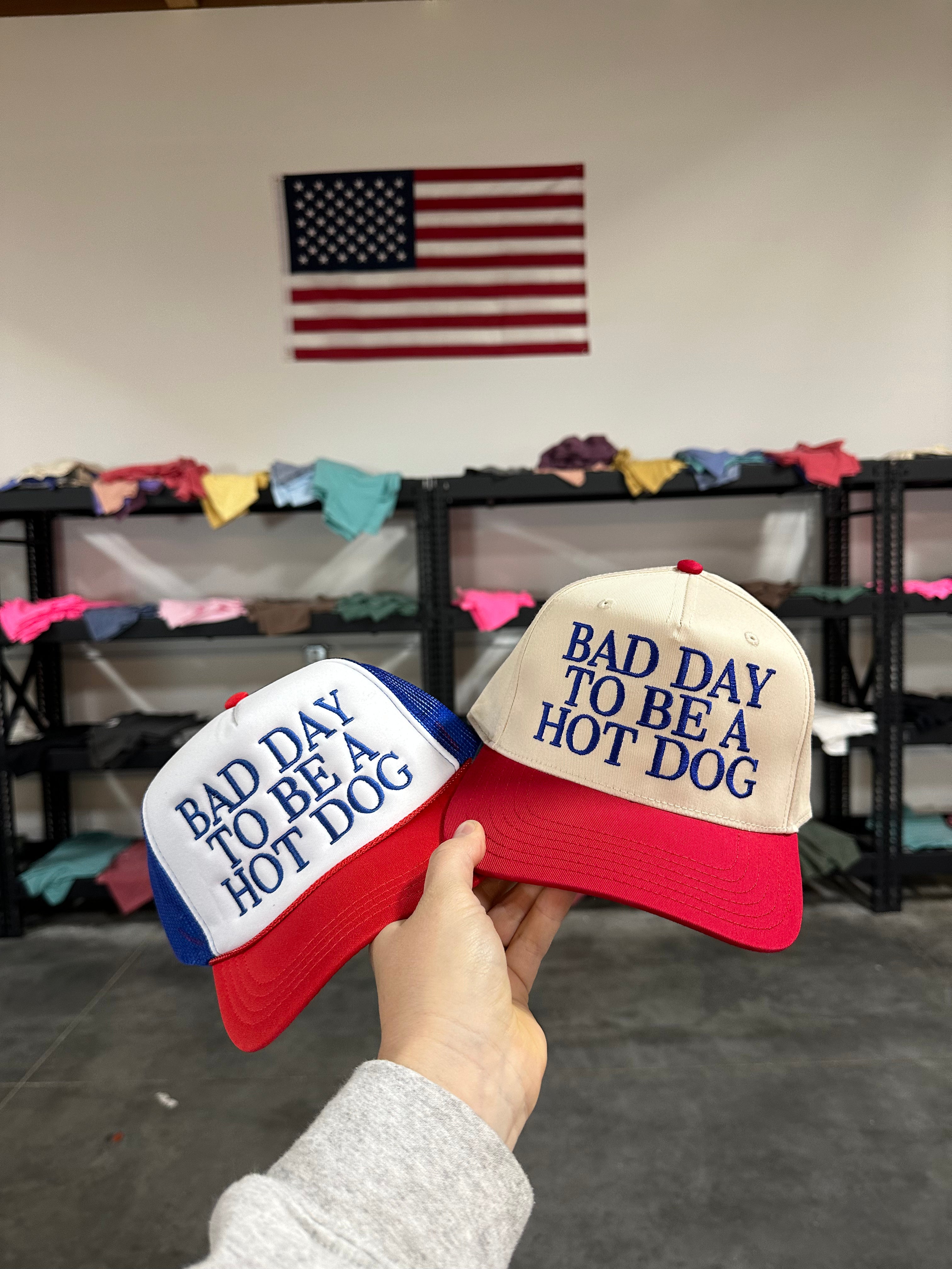BAD DAY TO BE A HOT DOG EMBROIDERED ADULT HAT