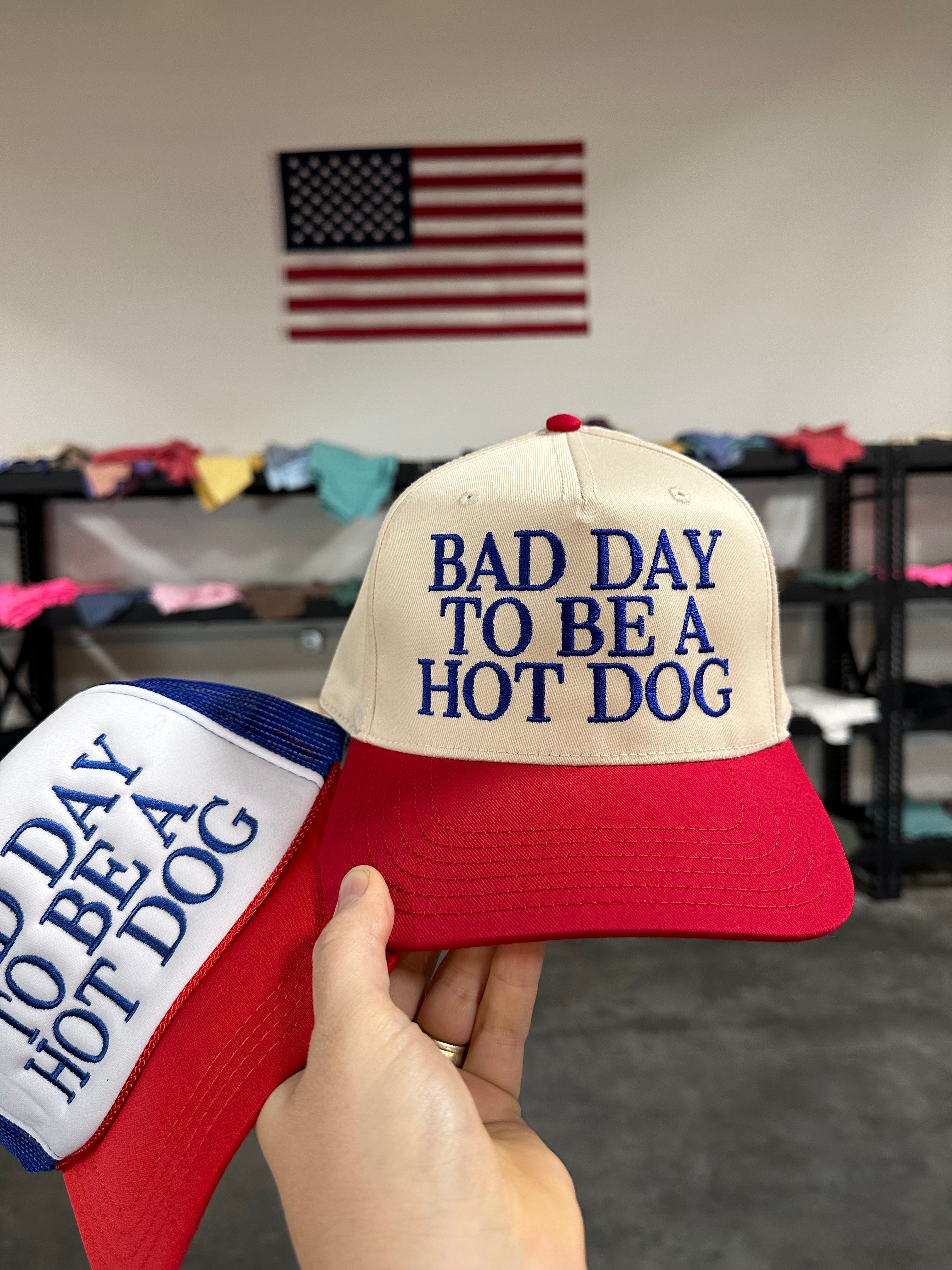 BAD DAY TO BE A HOT DOG EMBROIDERED ADULT HAT