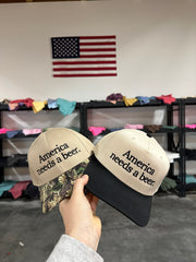 AMERICA NEEDS A BEER EMBROIDERED ADULT HAT