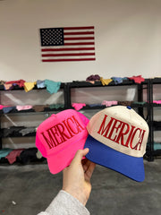MERICA (CAPS) EMBROIDERED ADULT HAT