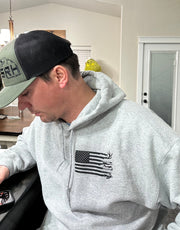 FLAG HUNTING/FISHING POCKET HOODIE, SPORT GREY - ALL SIZES