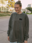 I'M VOTING FOR - ADULT WASHED CREWNECK *BLACK PRINT*