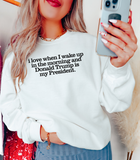 I love when I wake up in the morning and Donald Trump is my president - ADULT CREWNECK SWEATER