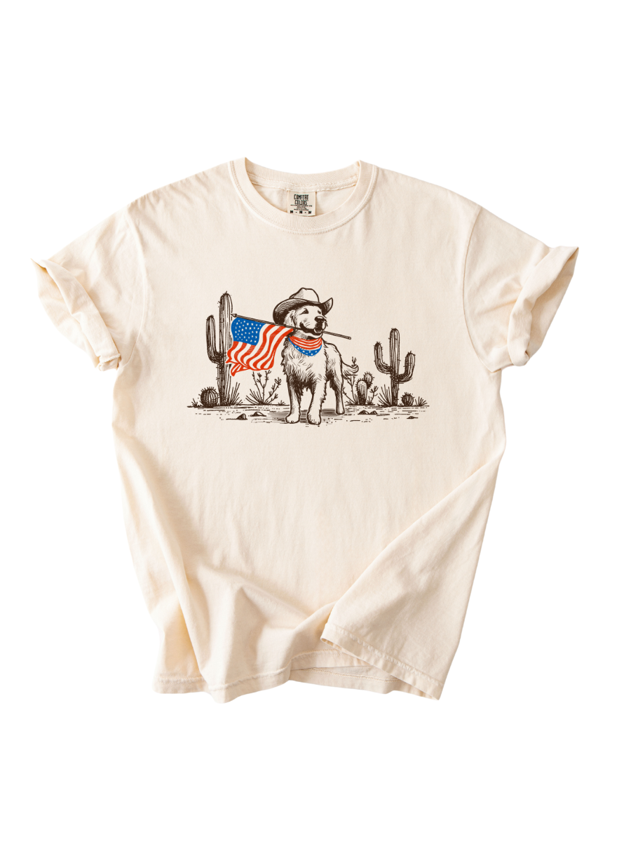 PATRIOTIC DESERT DOG - ADULT SHORT SLEEVE TEE