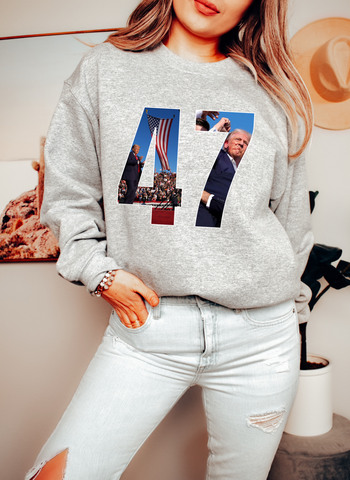 47 TRUMP (fist pump picture) - ADULT CREWNECK