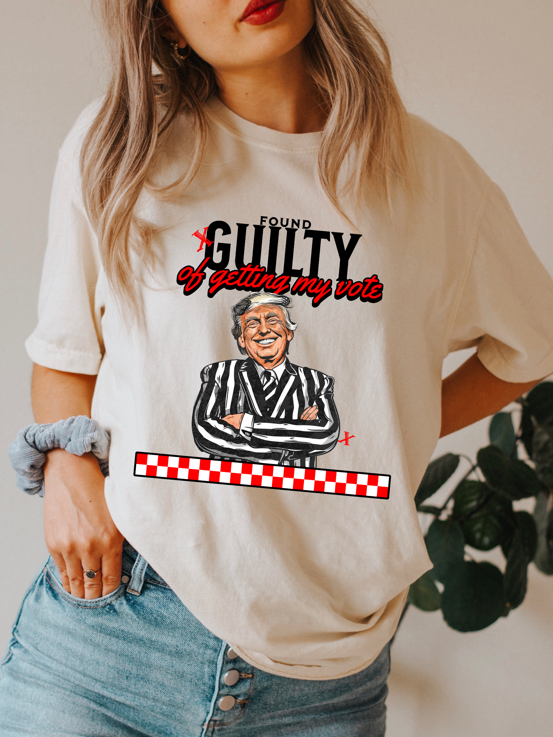 GUILTY OF GETTING MY VOTE TRUMP 2024 - ADULT TEE